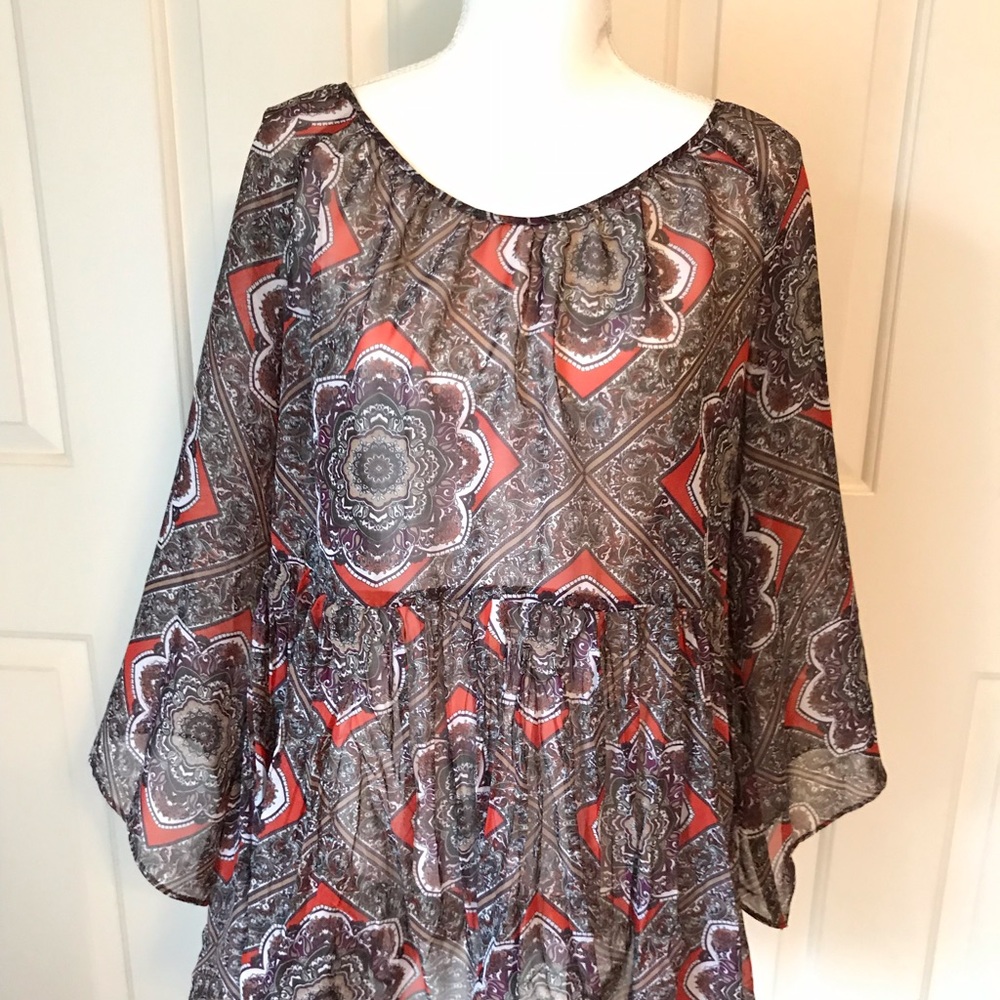 AB Studio Peplum Style Sheer Top